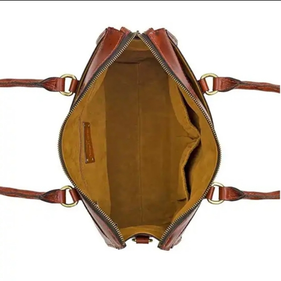 Patricia Nash Josselin Leather Satchel Crossbody In Signature Floret Pattern - Picture 9 of 10